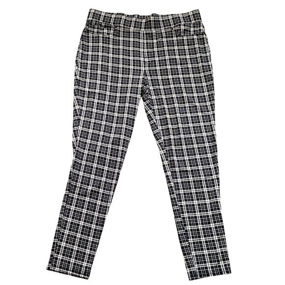 Seven7 Pants - Seven7 Super Comfy Versatile Plaid Navy White Pull On Leggings Soft Stretch XLEG
